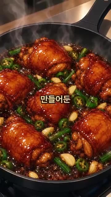 고기를 한입 크기로 자르고 팬에 나온 닭기름을 키친타월로 닦아냅니다. — 단짠 닭간장 조림