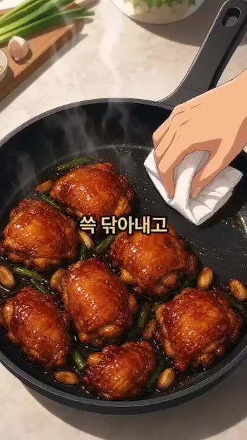 양념이 닭고기에 쫀득하게 잘 뒤적여가며 졸여주면 완성입니다. — 단짠 닭간장 조림