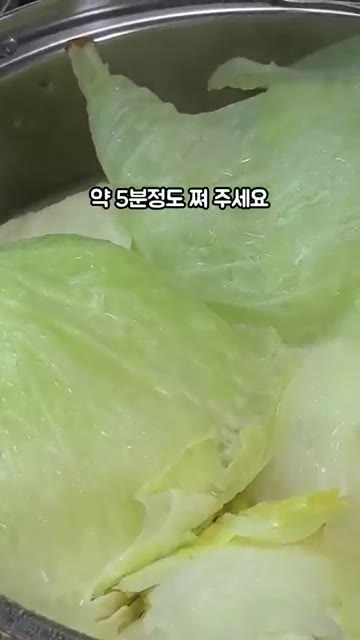 양배추가 살짝 투명해질 때까지 약 5분간 쪄주세요. — 양배추 찌는 법