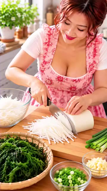 쪽파는 송송 썰어 준비한다. — 파래무무침