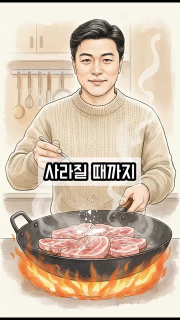 팬에 고기를 올리고 센 불에서 핏기가 사라질 때까지 달달 볶다가 설… — 제육볶음 물이 흥건하다면? 양념 전에 '이것' 한 스푼!