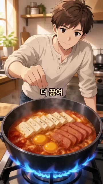 불을 다시 켜고 간장 3스푼을 눌러 끓인 뒤 굴소스 2스푼을 넣고… — 스팸 순두부찌개