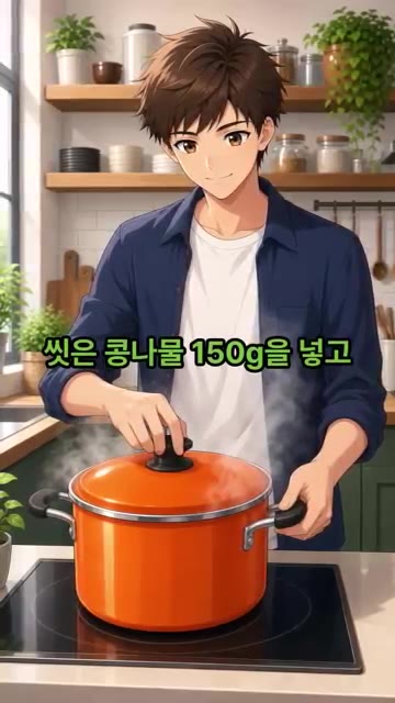 고춧가루 0.5스푼, 채 썬 양파 한 줌, 콩나물 150g을 넣고… — 김치콩나물국 맛있게 끓이는 법