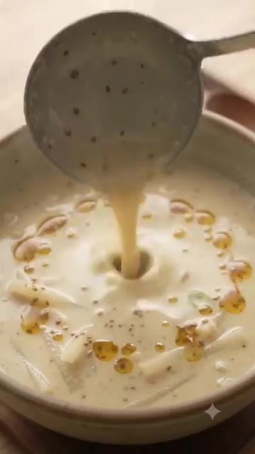 멸치다시마 육수 800ml를 붓고 5분간 끓여줍니다. — 아침 속이 싹 풀리는 10분 완성 무채들깨국