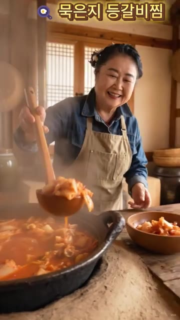 센 불에서 푹 끓여준다. 김치 뼈가 쏙 빠질 때까지 끓인다. — 시골 할머니의 진짜 묵은지 등갈비찜