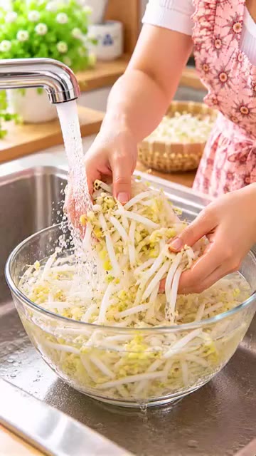 숙주를 깨끗하게 씻어줍니다. — 숙주나물 무침