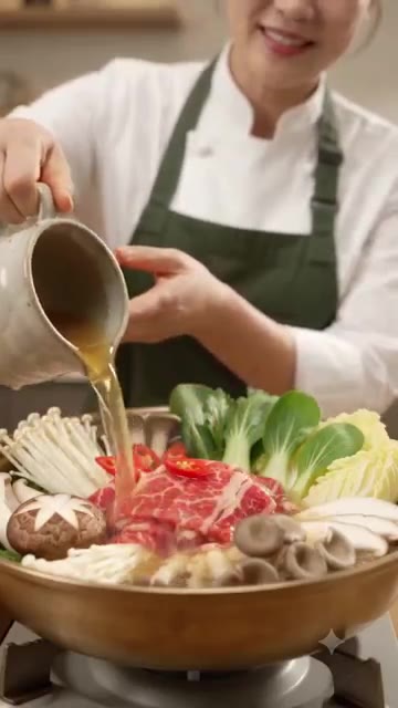 물 1.5L에 코인육수 1개를 넣고 끓인다. — 코인육수로 15분 완성! 국물 깊은 소고기 버섯 전골