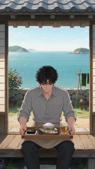 김에 밥과 생선을 싸서 먹고 차를 마신다. — 고등어구이 레시피 🍃 참기름 바른 김에 싸 먹는 해남 숯불 봄 생선구이