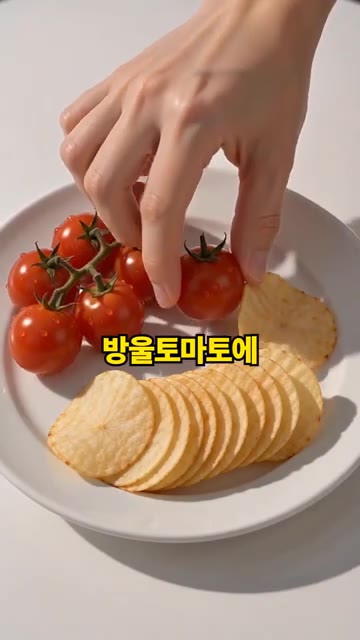 방울토마토와 감자칩을 함께 먹는다. — 바나나에 간장을 찍어...? #바이럴레시피