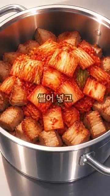 먹기 좋은 크기로 썬 신김치 2컵을 넣고 고기 기름에 3분간 더 볶… — 김치찌개에 이것 넣으면 대박남!