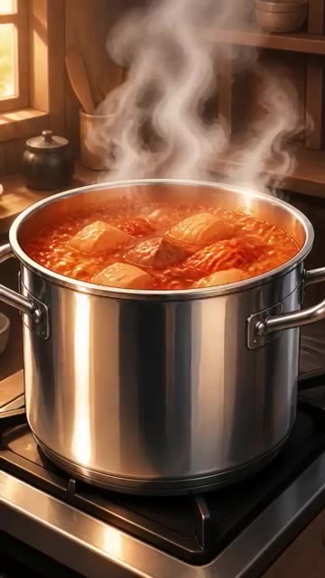 찌개가 팔팔 끓어오르면 중불로 줄이고 10분간 끓여 국물을 깊게 우… — 김치찌개에 이것 넣으면 대박남!