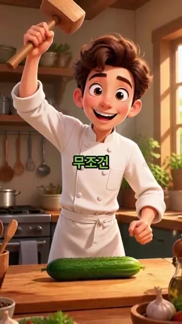 오이를 두들겨서 썰어줍니다. 오이는 칼로 예쁘게 썰지 않고 망치로… — 오이탕탕이 레시피