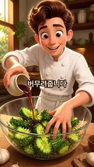설탕 1.5스푼, 식초 3스푼, 진간장 1스푼, 다진 마늘 1스푼을… — 오이탕탕이 레시피