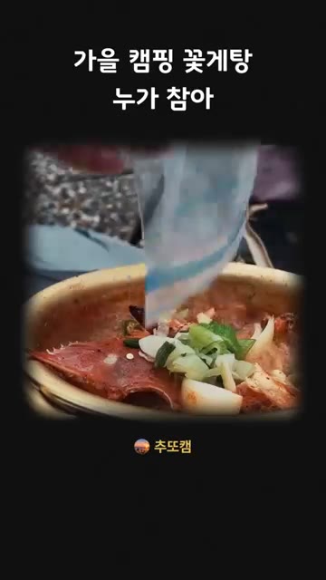 대파를 넣고 끓인다. — 가을 캠핑 꽃게탕