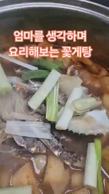 대파를 썰어 준비한다. — 엄마 생각하며 요리하는 꽃게탕