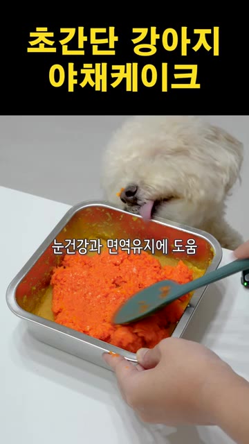 준비된 야채를 격자 모양으로 잘라줍니다. — 초간단 강아지 야채 케이크 만들기