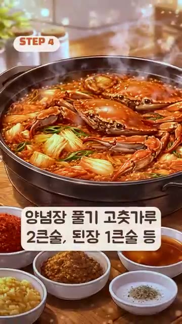 냄비에 물 1L를 붓고 센 불로 끓이다가 단호박과 무를 넣고 중불에… — 단호박 5분+꽃게 10분이면 시원한 꽃게탕