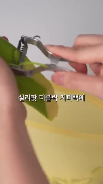 애호박을 실리팟 더블락 지퍼백에 채 썰어 넣습니다. — 전자레인지로 한 거 아무도 모를걸요? #레시피