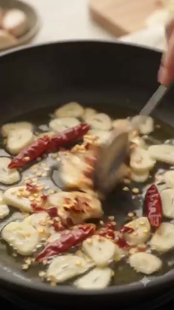 페페로치노를 부숴 넣고, 물기를 제거한 새우를 넣습니다. — 1만원으로 즐기는 감바스 알 아히요