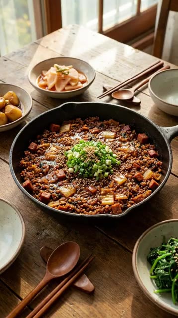 애호박과 두부를 넣고 함께 볶는다. — 육수 없이 식당 맛 내는 우삼겹 된장찌개 종이컵 황금비율! 점심 고민 끝