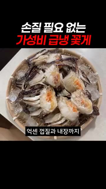 깨끗하게 손질된 꽃게는 내장과 껍질까지 깔끔하게 정리되어 있습니다. — 손질 필요 없는 가성비 급냉 꽃게