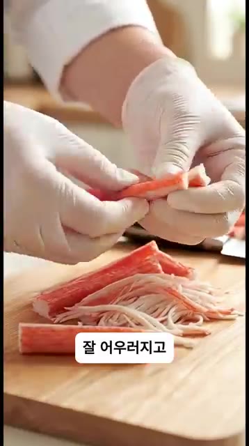 식초 6스푼, 물 6스푼, 통깨 1스푼을 넣고 잘 섞어 소스를 완성한다. — 입맛 돋우는 5분 컷! 오이 크래미냉채 레시피