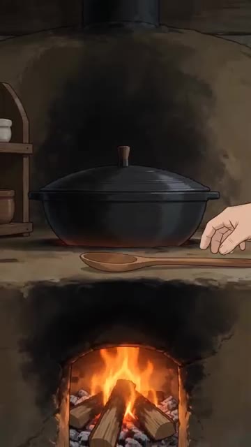밥을 다 퍼낸 뒤 가마솥 바닥에 눌어붙은 누룽지만 남긴다. — 가마솥 누룽지 숭늉 레시피