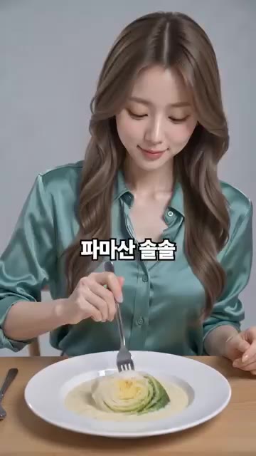 포크로 찔렀을 때 부드럽게 갈라지면 완성입니다. — 양배추 통째로 녹여? 멜팅 양배추