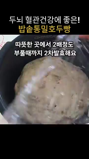 랩을 씌우고 여름엔 10분, 겨울엔 15분 중간 휴지합니다. — 밥솥으로 만드는 통밀 호두빵 레시피