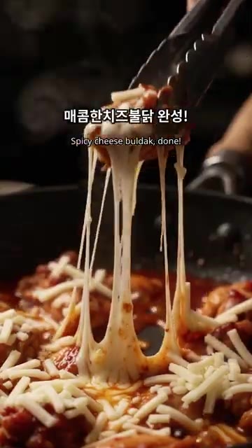 치즈가 녹아내리면 매콤한 치즈불닭이 완성됩니다. — 매콤한 치즈불닭 만드는 법