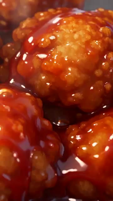 깨와 다진 땅콩을 뿌려 윤기 나는 양념치킨을 완성한다. — 양념치킨 레시피 🍗 두 번 튀겨 더 바삭한 매콤달콤 글레이즈