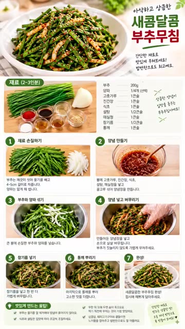 부추는 깨끗이 씻어 물기를 빼고 먹기 좋게 썬다. — 새콤달콤 부추무침