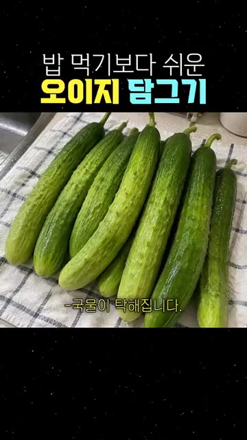 오이는 깨끗이 씻어 물기를 꼭 짜주세요. 꼭지는 따지 마세요. — 밥 먹기보다 쉬운 오이지 담그기