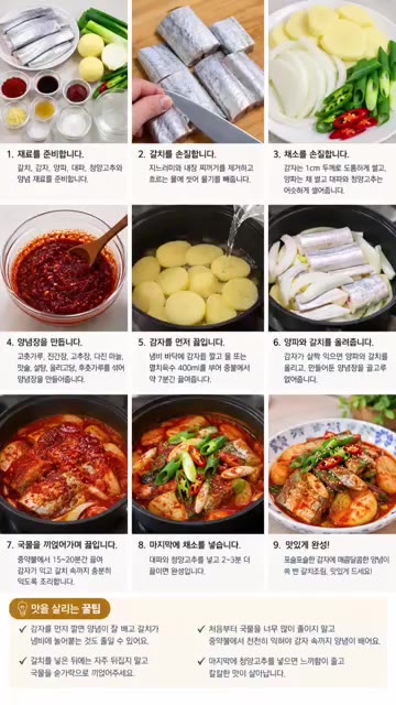 김치, 감자, 양파, 대파, 청양고추를 준비합니다. — 고등어 김치찜