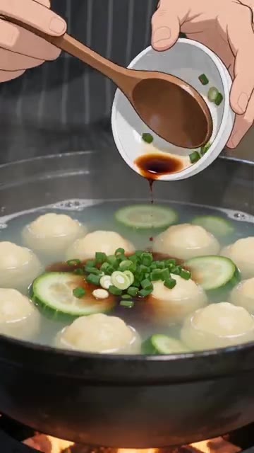 간장과 파, 김가루를 넣어 마무리합니다. — 감자옹심이 레시피 🥔 감자만으로 빚어 끓이는 쫄깃한 옹심이