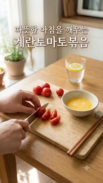 계란 2개를 풀어 소금, 후추로 간을 한다. — 따뜻하고 부드럽게 아침을 깨우는, 계란토마토볶음