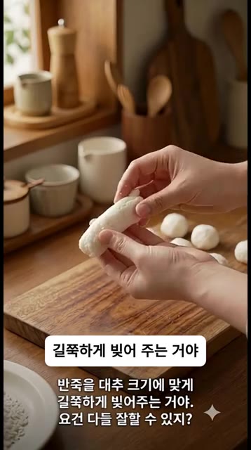 반죽을 대추 크기에 맞게 길쭉하게 빚어줍니다. — 쫀득함 폭발! 대추의 럭셔리한 대변신, 초간단 찹쌀 대추말이 떡 만들기