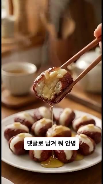 김이 오른 찜기에서 10분간 쪄낸 대추 찹쌀말이는 대추는 촉촉하고… — 쫀득함 폭발! 대추의 럭셔리한 대변신, 초간단 찹쌀 대추말이 떡 만들기