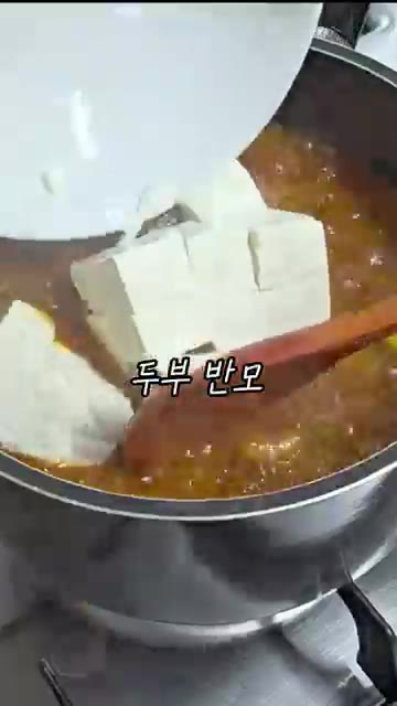두부 반 모와 대파, 청양고추를 넣고 끓여주세요. — 초간단 고추장찌개