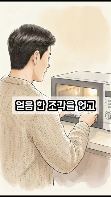 냉동밥 가운데에 얼음 한 조각을 얻고 랩을 느슨하게 씌워 전자레인지… — 냉동밥 데울 때 퍽퍽하다면? 얼음 한 조각으로 촉촉하게 데우는 비법