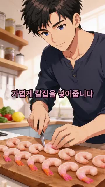 손질한 새우 15마리의 등 쪽에 칼집을 가볍게 넣어주고 키친타월로… — 10분 만에 만드는 버터갈릭새우 레시피