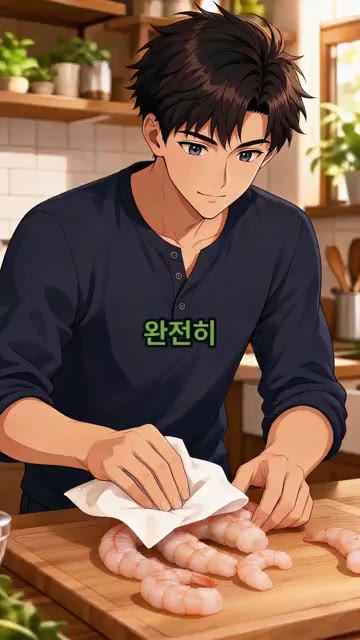 새우 등에 살짝 칼집을 내주고 키친타월로 물기를 제거해 주는 것이… — 10분 만에 만드는 버터갈릭새우 레시피