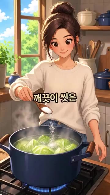 끓는 물에 소금 1큰술을 넣고 데친 얼갈이배추를 3분간 데쳐줍니다. — 찬바람 불 때 꼭 먹어야 하는 국물 요리