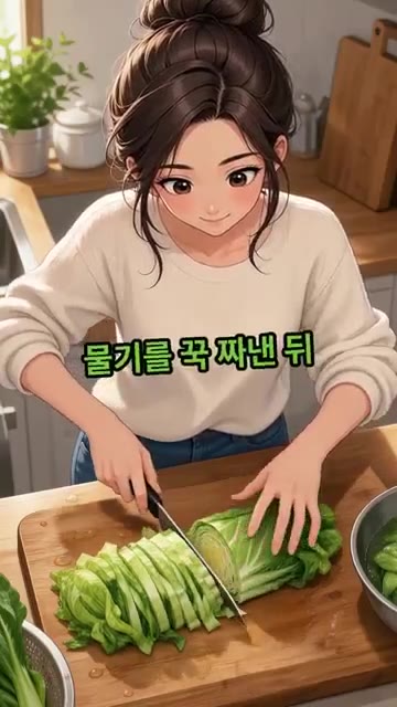 찬물에 헹궈 물기를 꼭 짜낸 뒤 먹기 좋은 크기로 썰어줍니다. — 찬바람 불 때 꼭 먹어야 하는 국물 요리