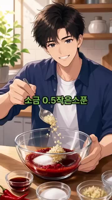양념 볼에 고추장 0.5스푼, 고춧가루 1스푼, 진간장 1스푼, 소… — 절이지 않고 3분 만에 무치는 아삭 오이무침