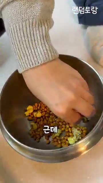 따뜻한 팝콘을 냄비에 붓는다. 팝콘이 덜 튀겨졌는지 확인한다. — 팝콘으로 옥수수 스프 만들기