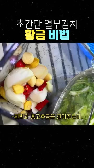 흰밥과 홍고추, 마늘, 생강 등을 80%만 거칠게 간다. — 초간단 열무김치 황금 비법