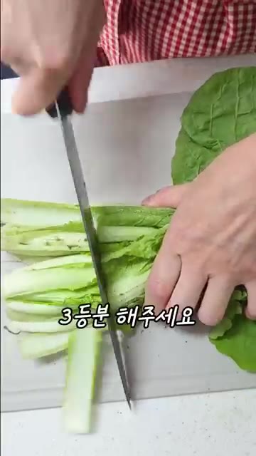 얼갈이배추의 뿌리 부분을 잘라주세요. — 10분컷 초간단 밥도둑 얼갈이겉절이