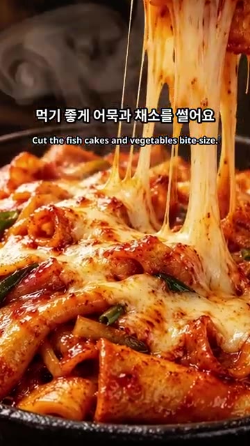먹기 좋게 어묵과 채소를 썰어 준비합니다. — 매콤한 치즈 어묵볶음 만드는 법
