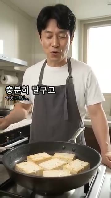 팬을 중약불로 충분히 달군 뒤 식용유를 두르고 두부를 한 면에 2~… — 겉바속촉 절대 안 부서지는 두부구이 황금 레시피